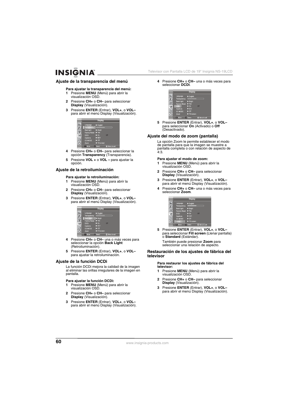 Insignia NS-19LCD User Manual | Page 60 / 72