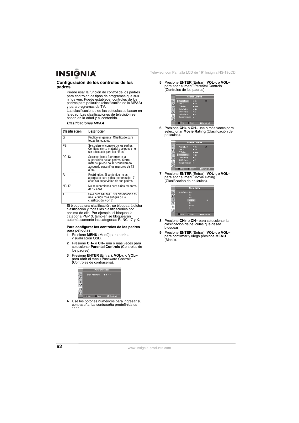 Insignia NS-19LCD User Manual | Page 62 / 72