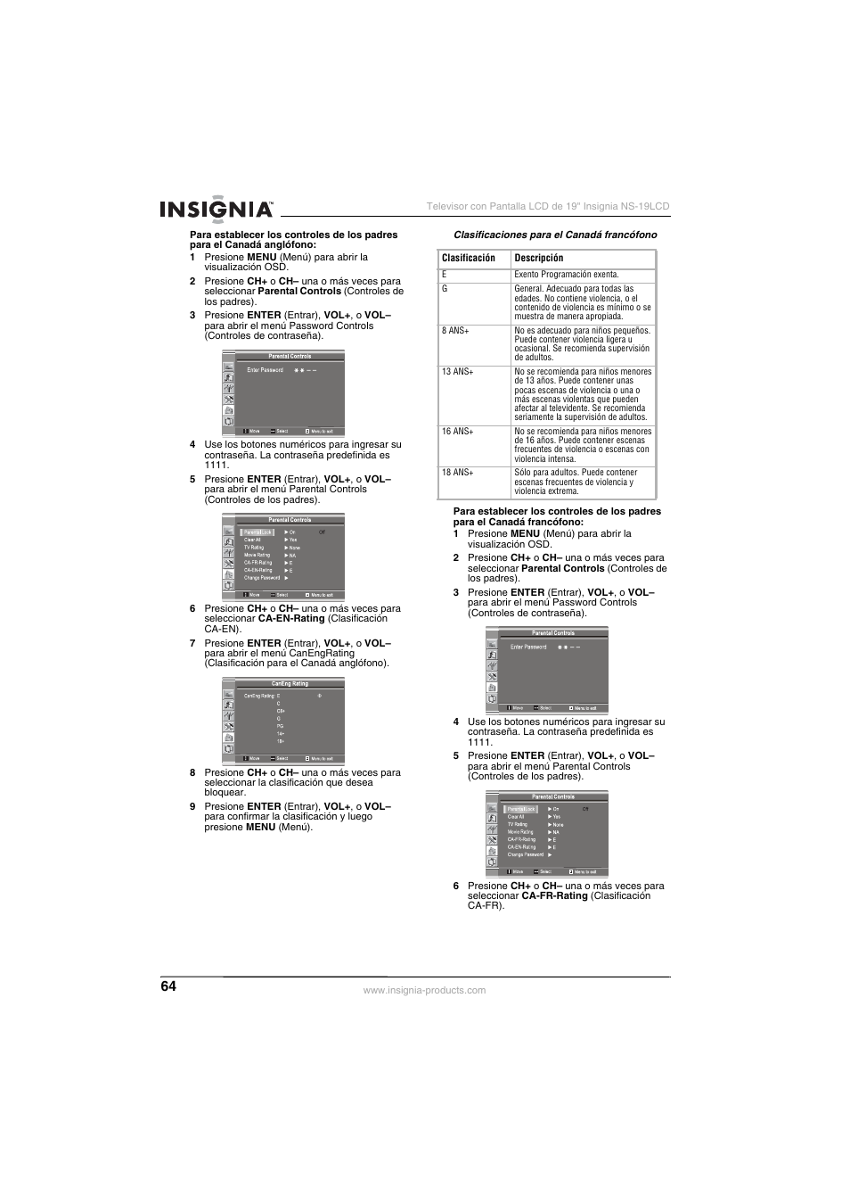 Insignia NS-19LCD User Manual | Page 64 / 72