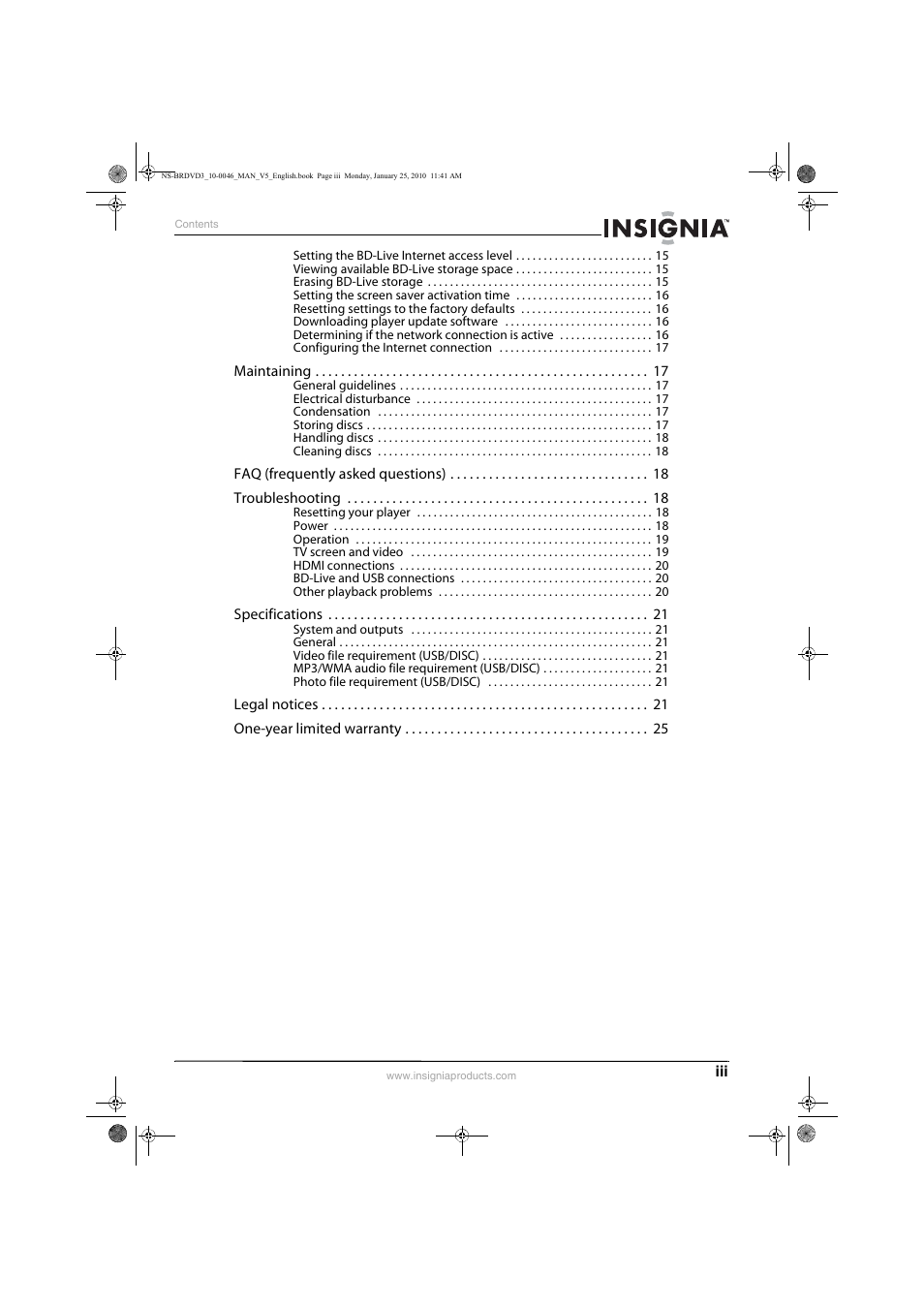 Insignia NS-BRDVD3 User Manual | Page 3 / 32