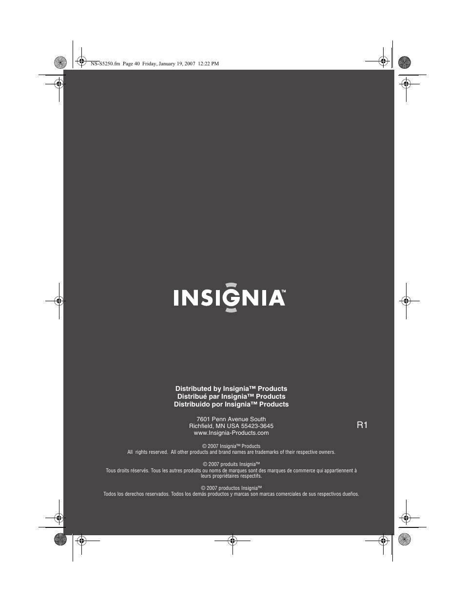 Insignia NS-S5250 User Manual | Page 40 / 40