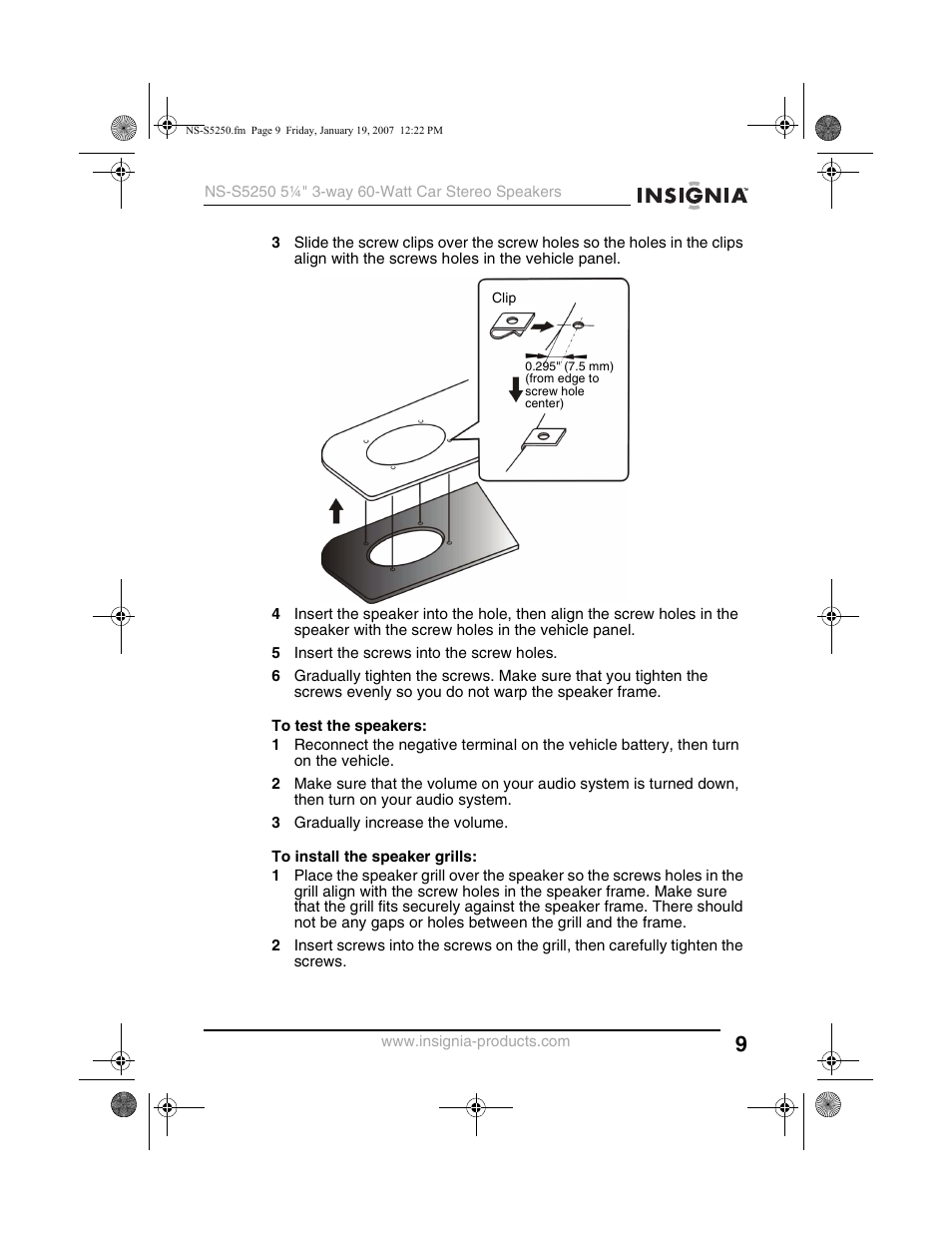 Insignia NS-S5250 User Manual | Page 9 / 40