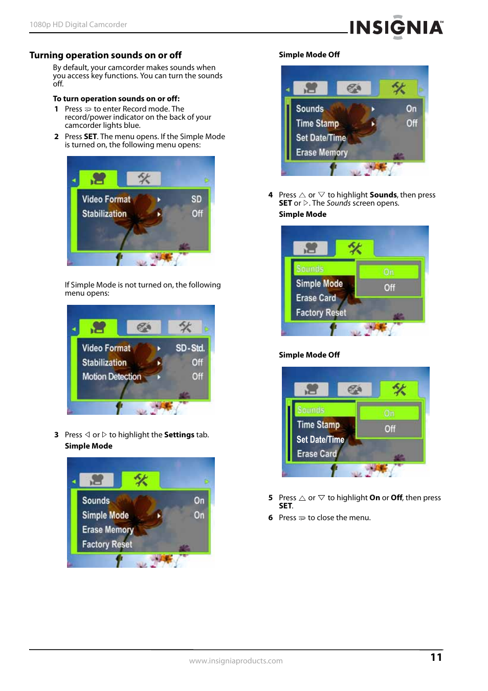 Turning operation sounds on or off | Insignia 1080p HD Digital NS-DV1080P User Manual | Page 15 / 28