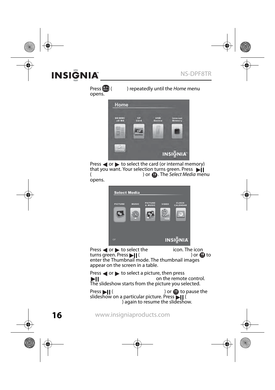 Insignia NS-DPF8TR User Manual | Page 16 / 52