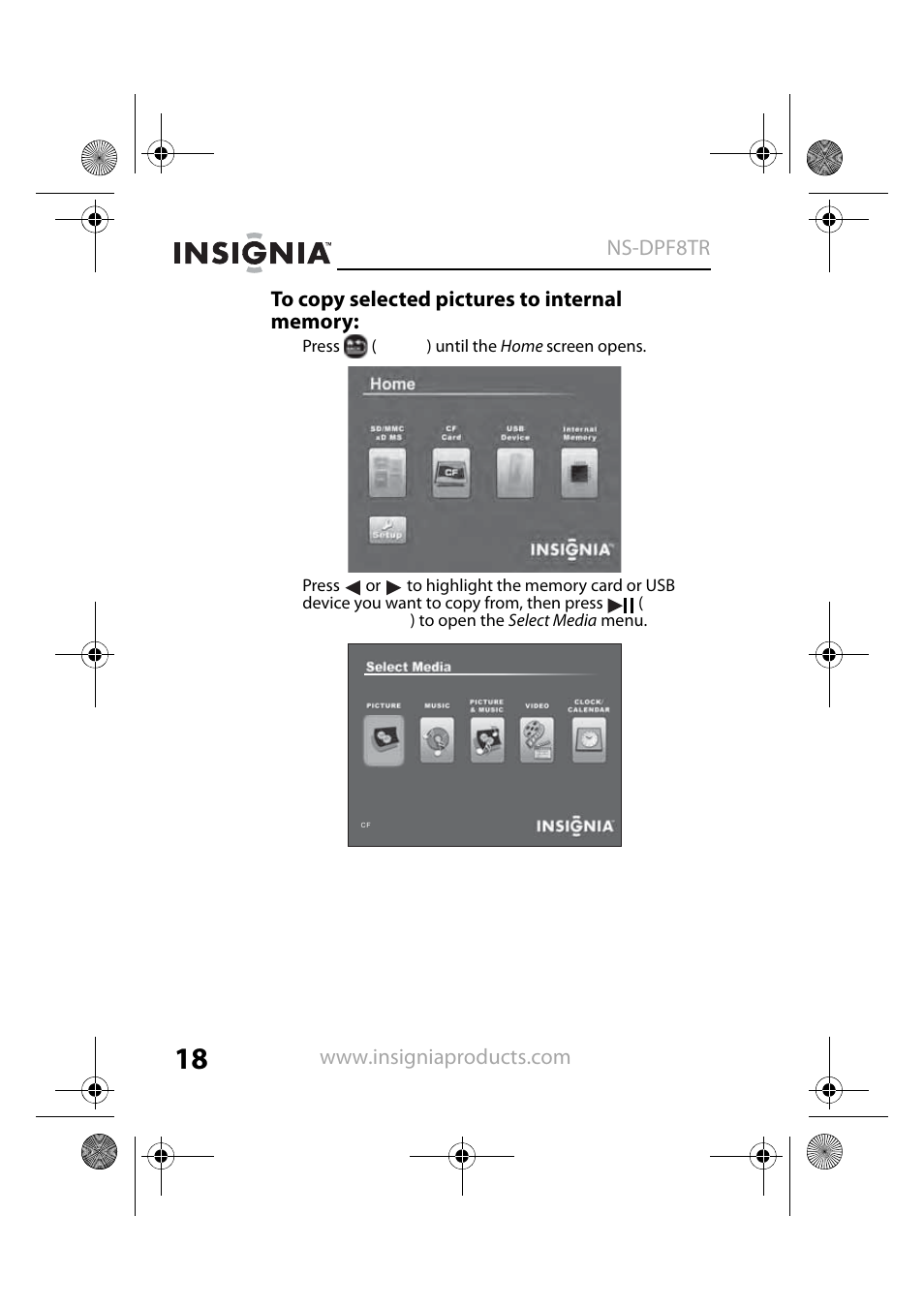 Insignia NS-DPF8TR User Manual | Page 18 / 52
