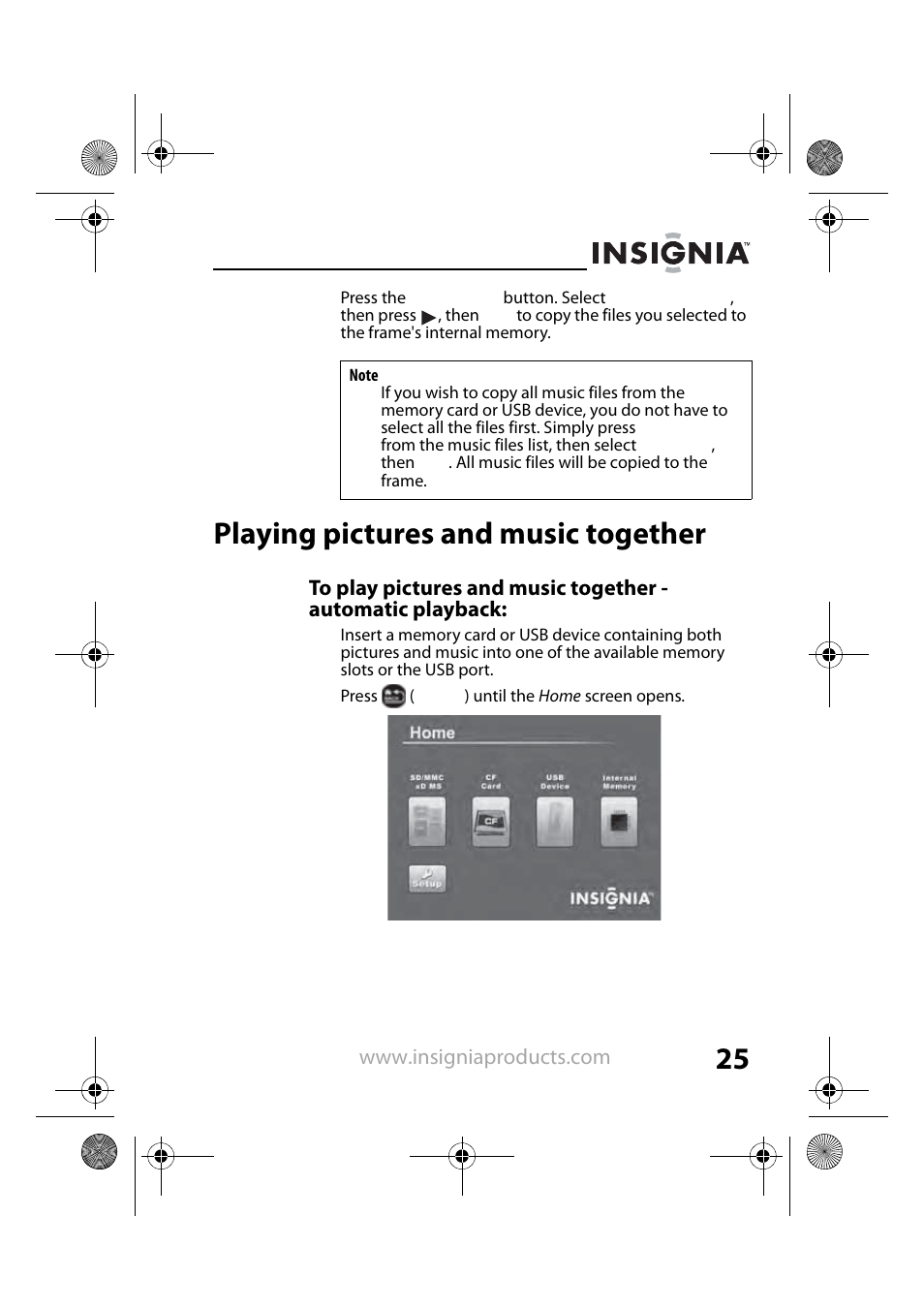 Playing pictures and music together | Insignia NS-DPF8TR User Manual | Page 25 / 52