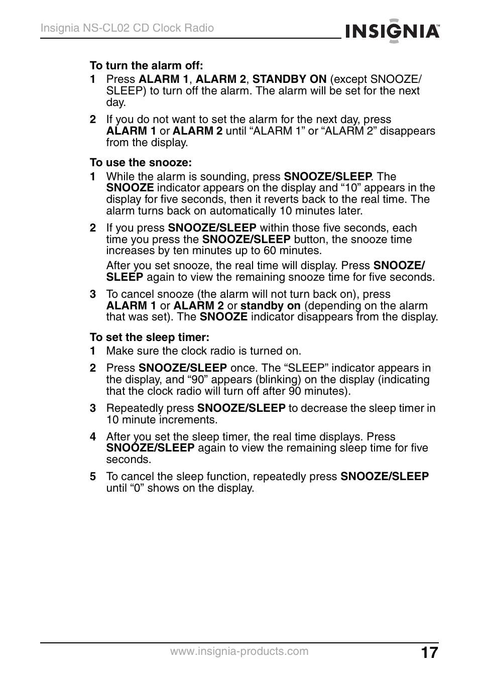 Insignia NS-CL02 User Manual | Page 17 / 24