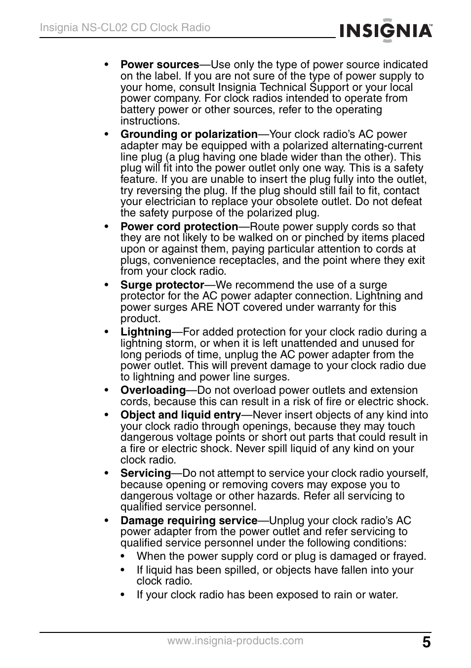 Insignia NS-CL02 User Manual | Page 5 / 24