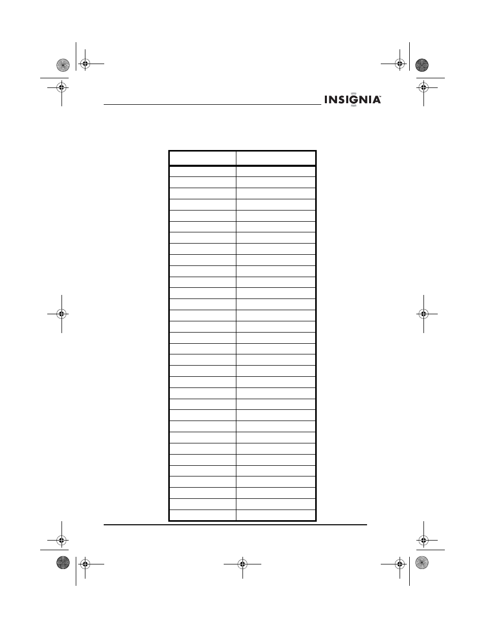 Privacy codes frequency chart (mhz) | Insignia NS-F1112 User Manual | Page 19 / 48