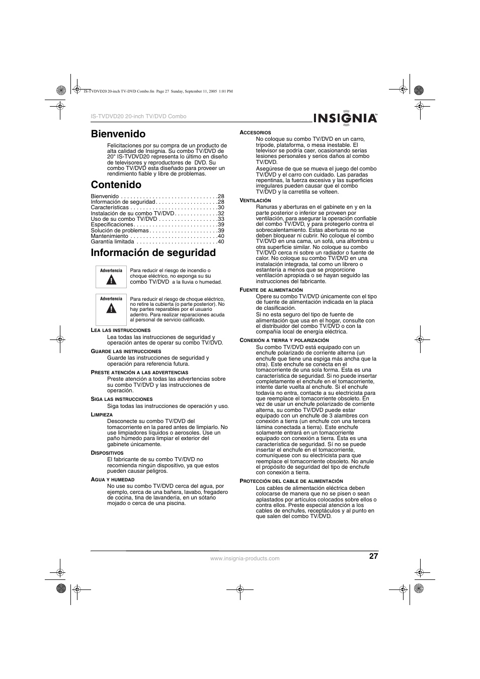Insignia IS-TVDVD20 User Manual | Page 29 / 44
