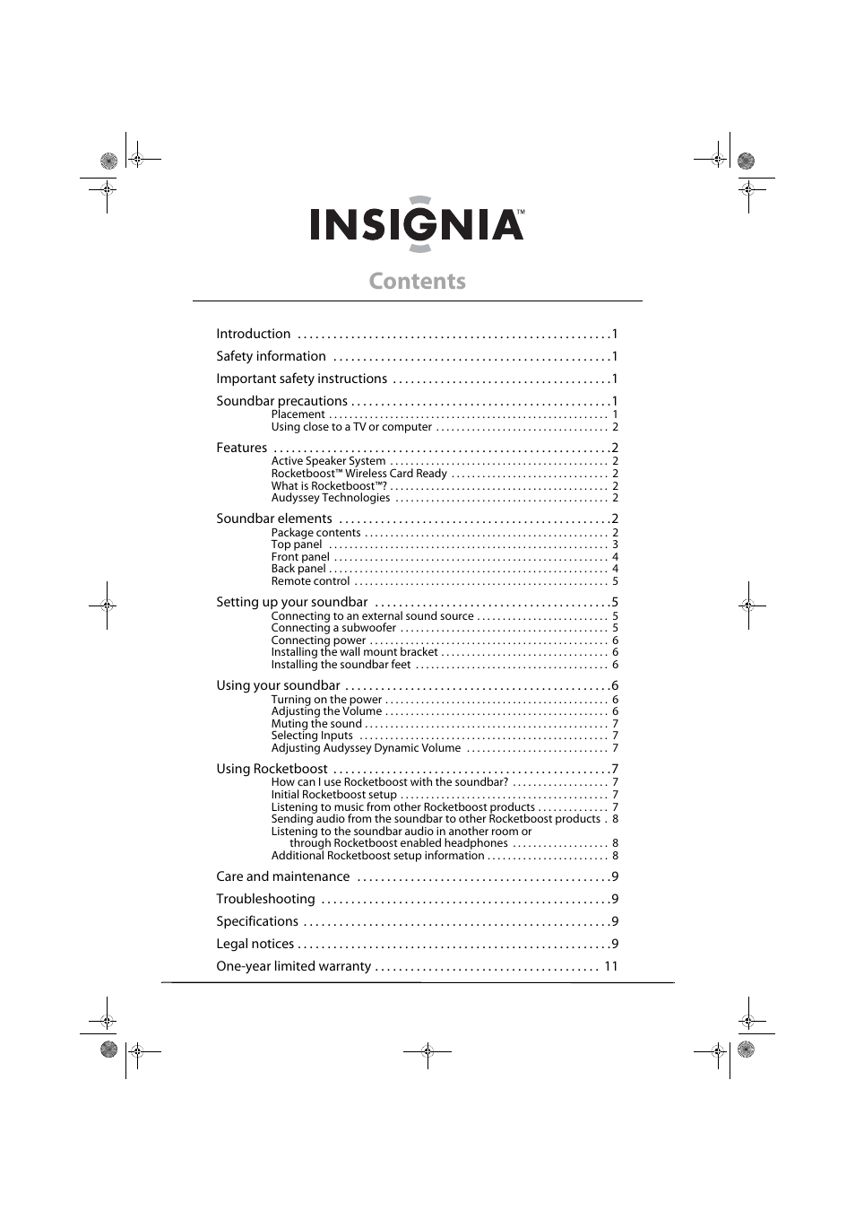 Insignia NS-SBAR User Manual | Page 2 / 14