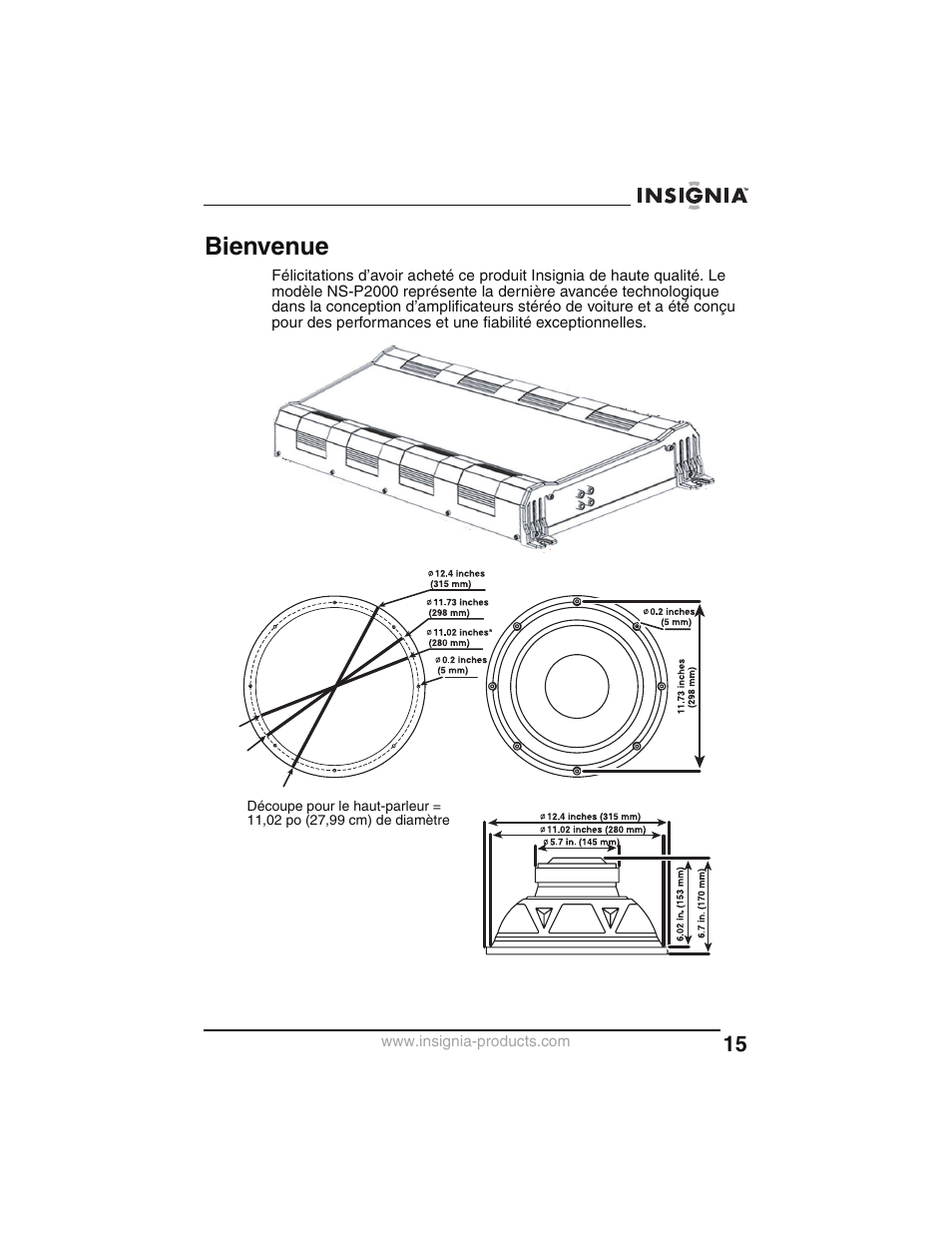 Bienvenue | Insignia NS-P2000 User Manual | Page 15 / 40