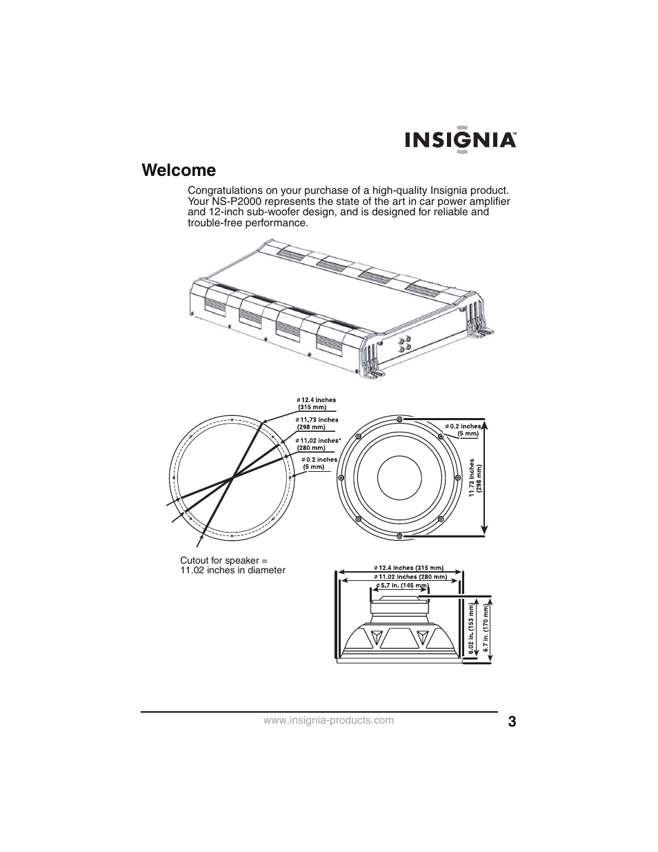 Welcome | Insignia NS-P2000 User Manual | Page 3 / 40