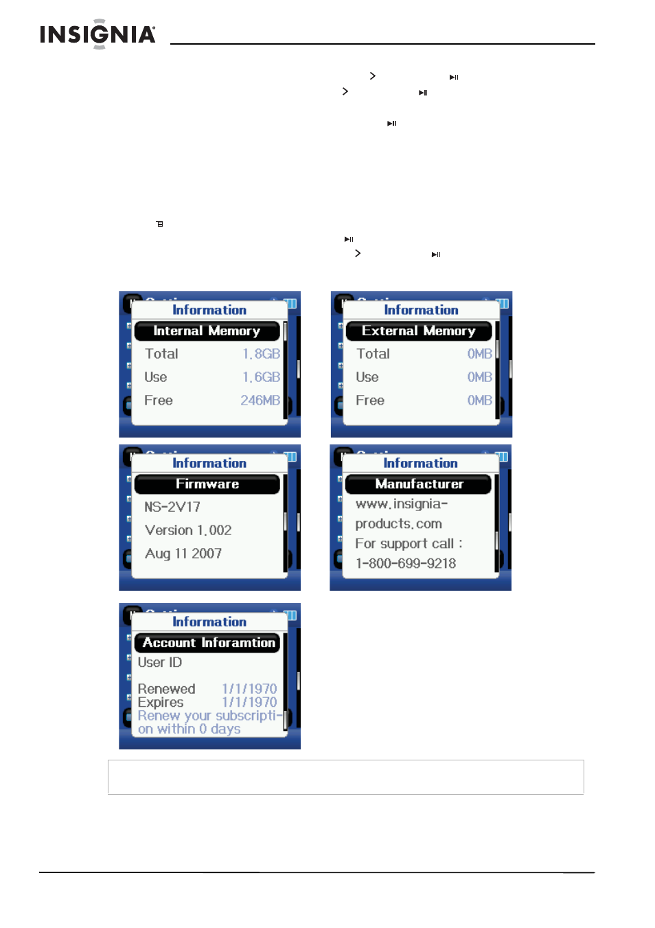 Visualización de información del sistema | Insignia NS-2V17 User Manual | Page 62 / 68