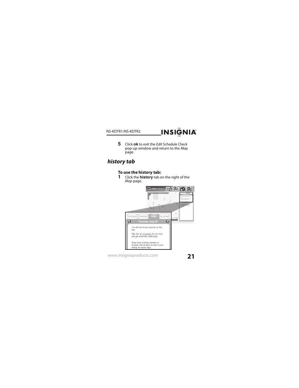 History tab | Insignia NS-KDTR2 User Manual | Page 21 / 36
