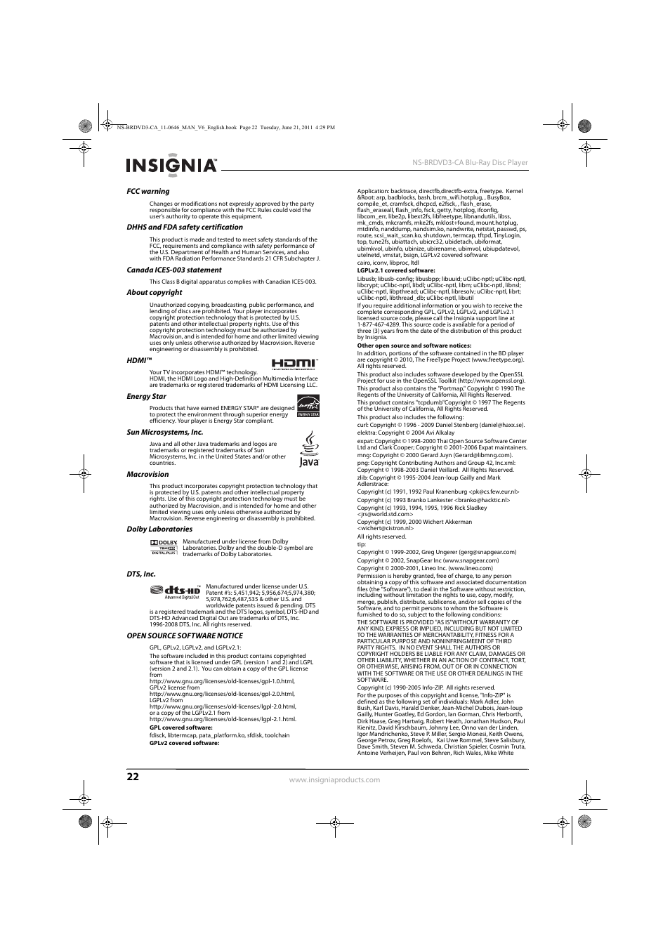 Insignia N/A NS-BRDVD3-CA User Manual | Page 26 / 30