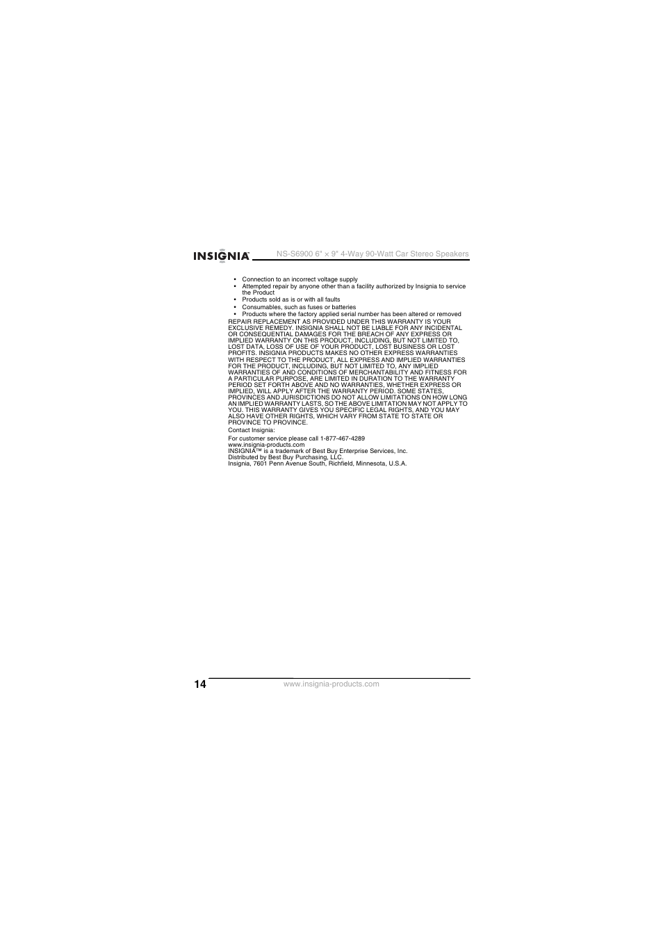 Insignia NS-S6900 User Manual | Page 14 / 40