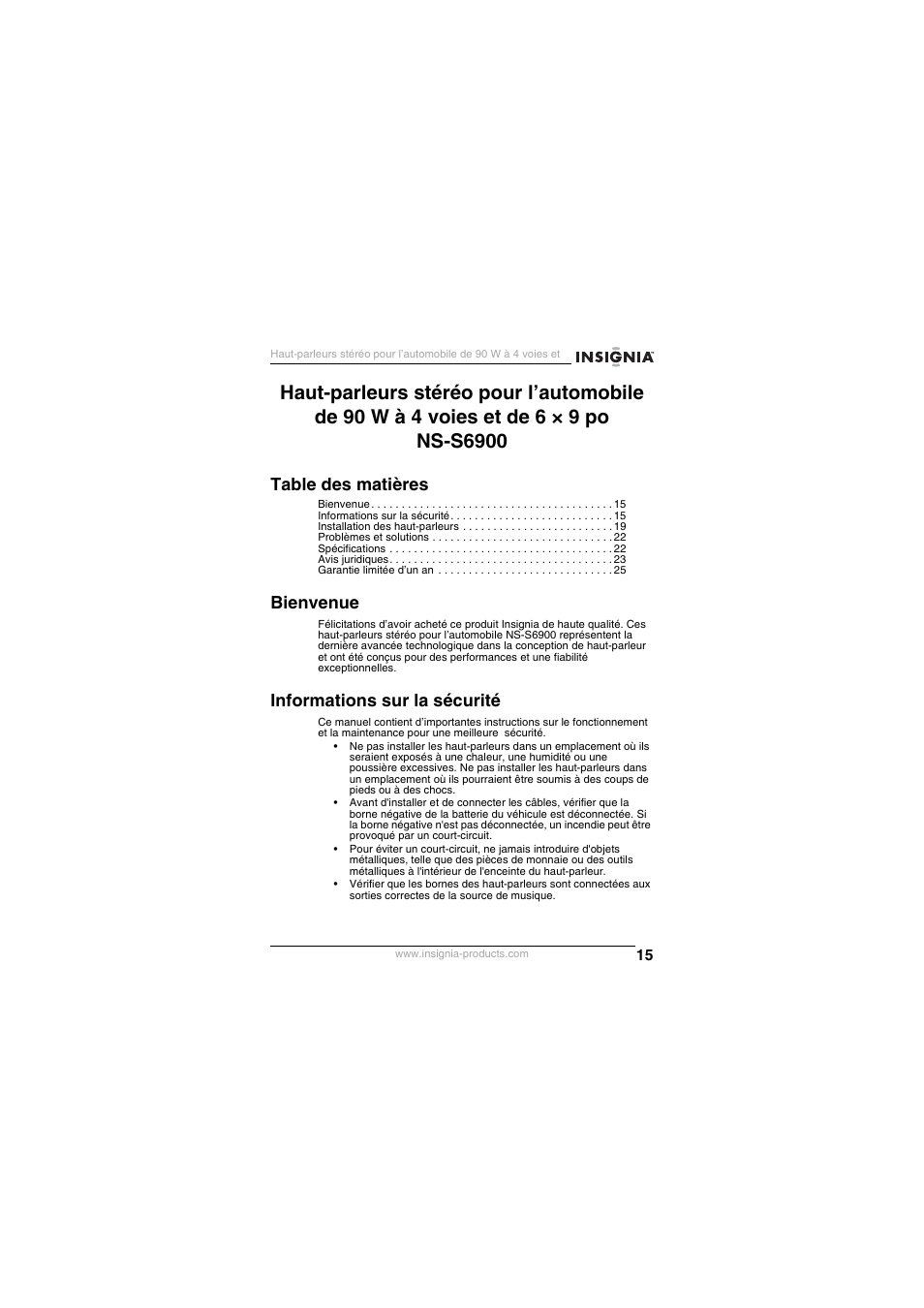 Insignia NS-S6900 User Manual | Page 15 / 40