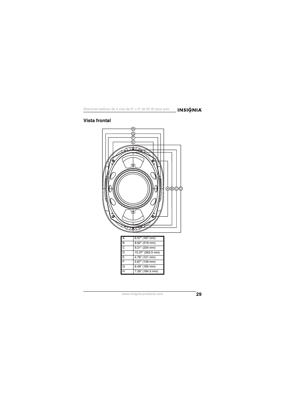 Vista frontal | Insignia NS-S6900 User Manual | Page 29 / 40