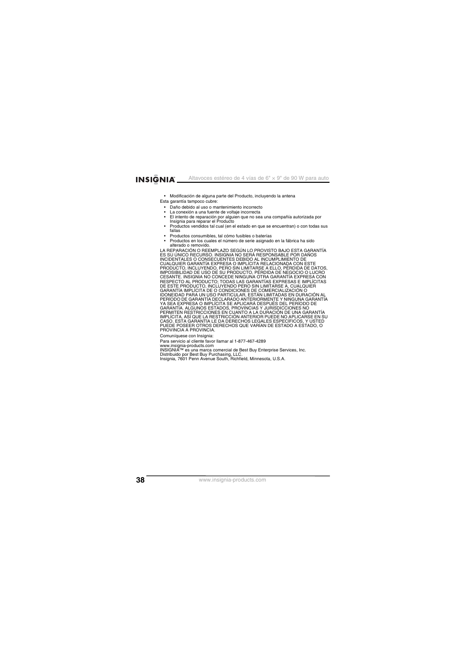 Insignia NS-S6900 User Manual | Page 38 / 40