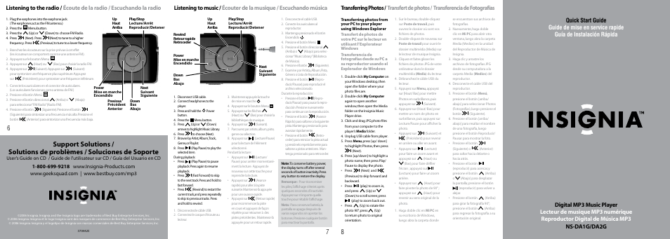 Insignia Sport NS-DA2G User Manual | 2 pages