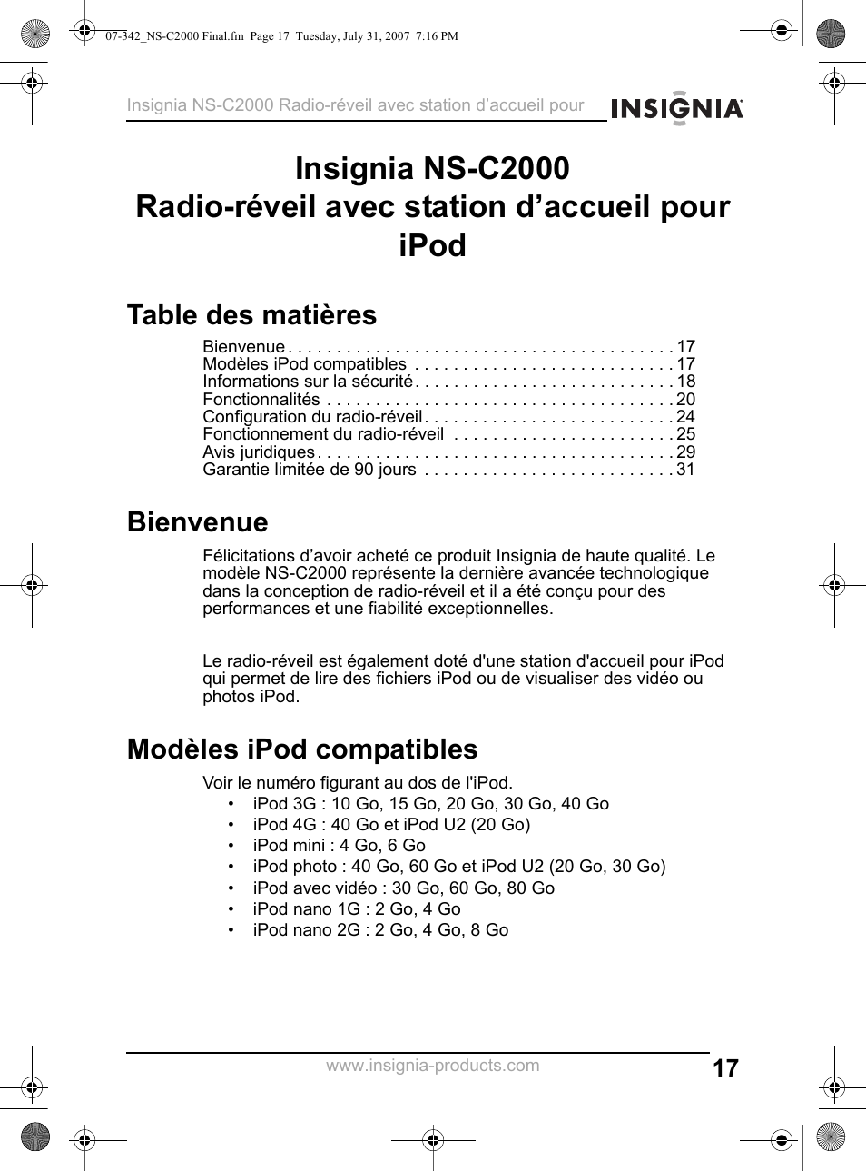 Insignia NS-C2000 User Manual | Page 17 / 50