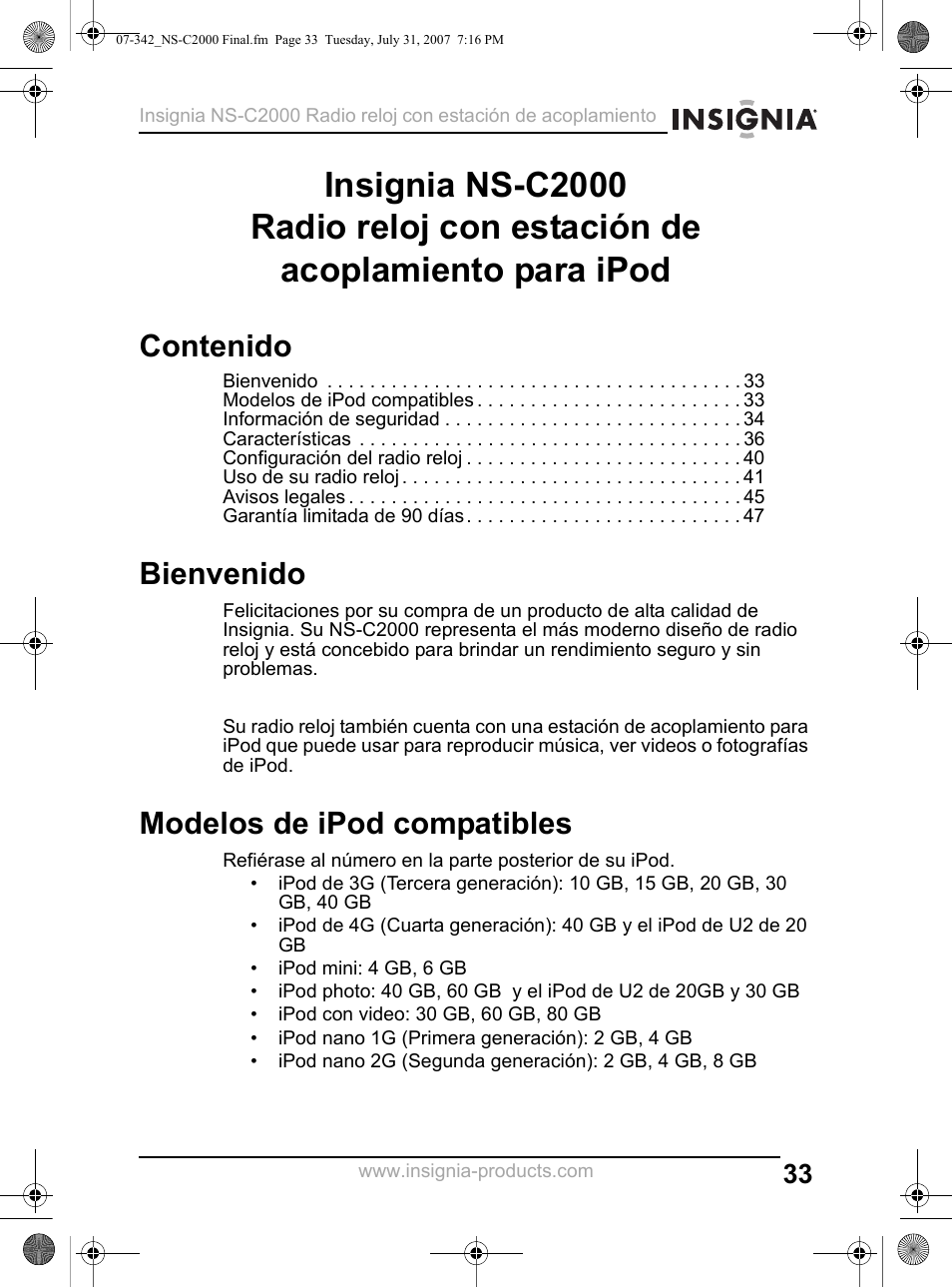 Insignia NS-C2000 User Manual | Page 33 / 50