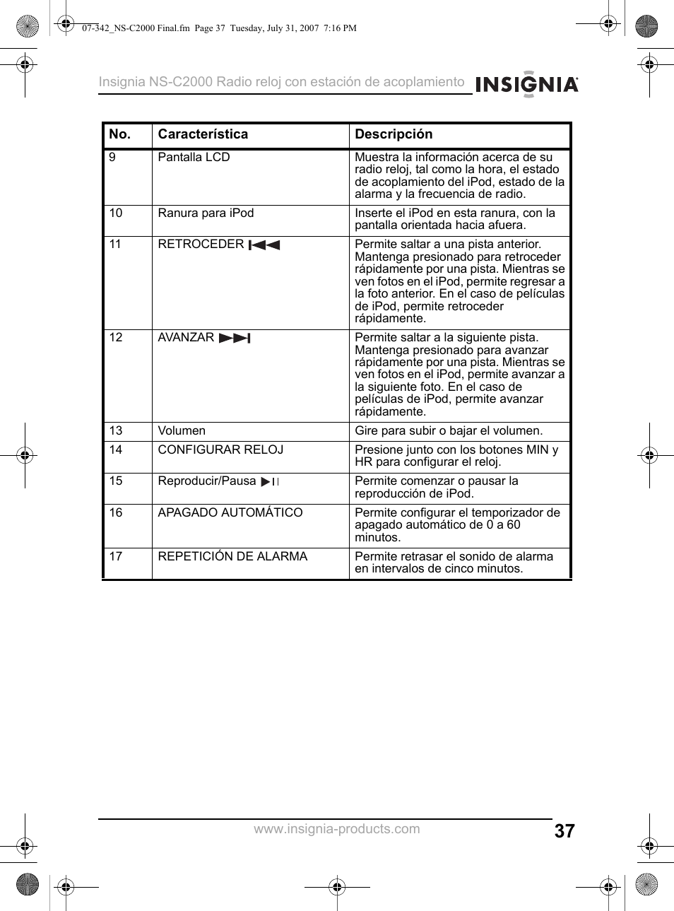Insignia NS-C2000 User Manual | Page 37 / 50