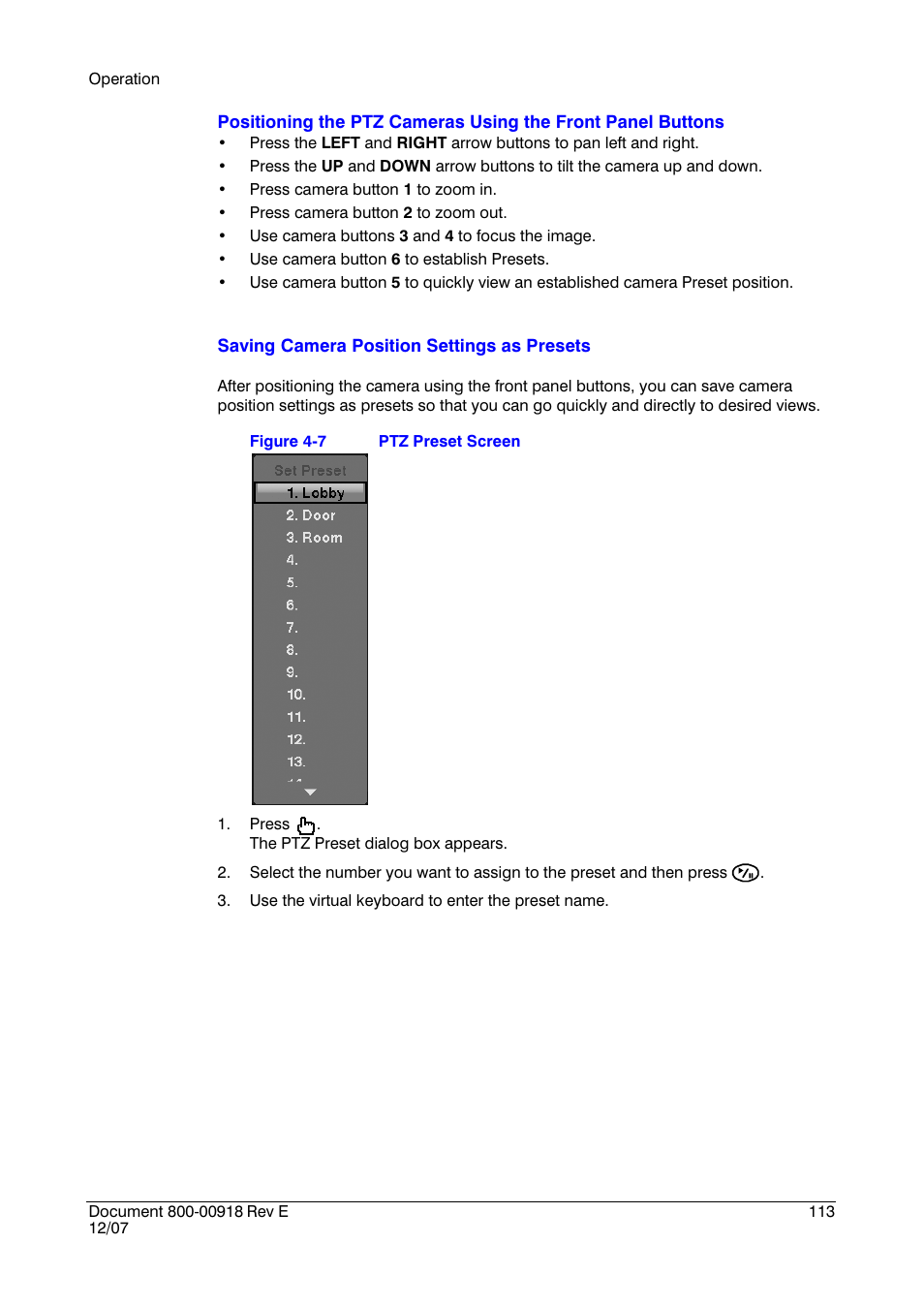 Figure 4-7, Ptz preset screen | Insignia HRSD16 User Manual | Page 113 / 160