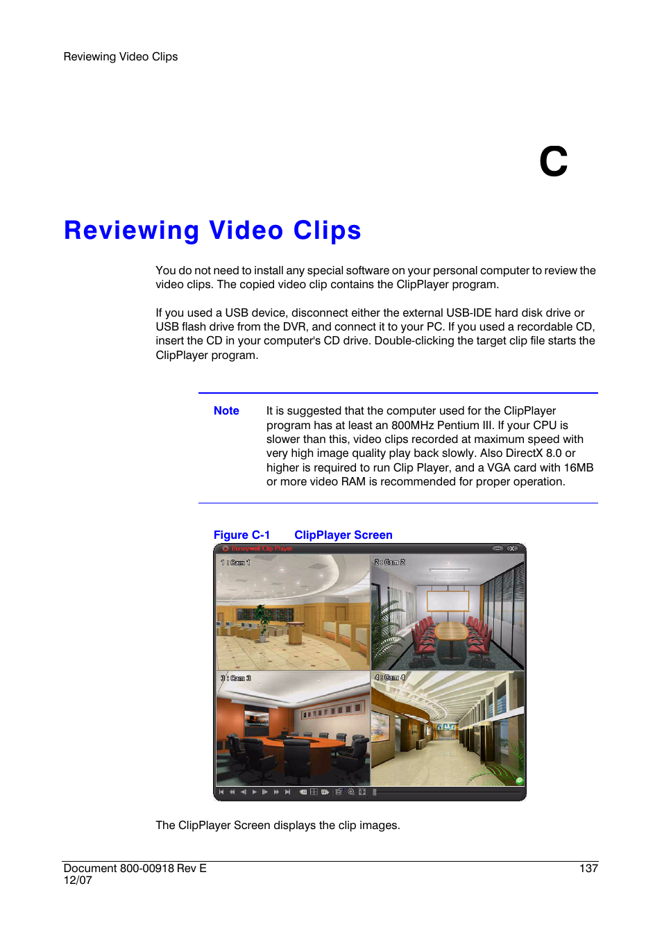 Reviewing video clips c, Appendix c, Reviewing video clips | Figure c-1, Clipplayer screen | Insignia HRSD16 User Manual | Page 137 / 160