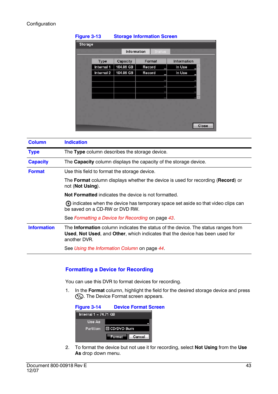 Figure 3-13, Storage information screen, Figure 3-14 | Device format screen | Insignia HRSD16 User Manual | Page 43 / 160