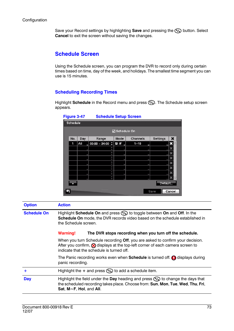 Figure 3-47, Schedule setup screen, Schedule screen | Insignia HRSD16 User Manual | Page 73 / 160