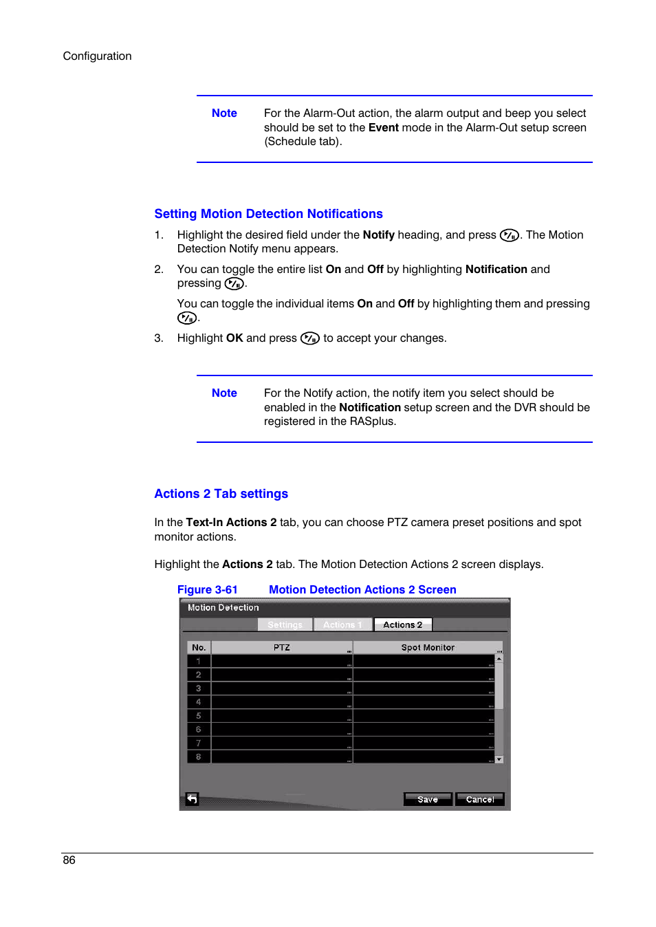 Figure 3-61, Motion detection actions 2 screen | Insignia HRSD16 User Manual | Page 86 / 160