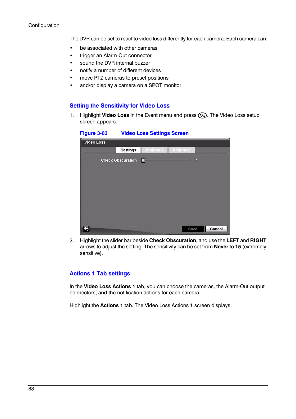 Figure 3-63, Video loss settings screen | Insignia HRSD16 User Manual | Page 88 / 160