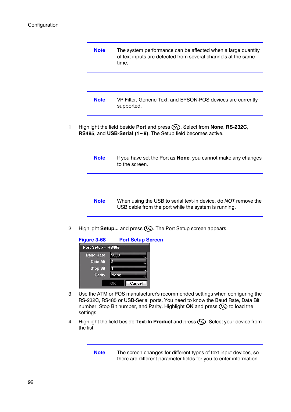 Figure 3-68, Port setup screen | Insignia HRSD16 User Manual | Page 92 / 160