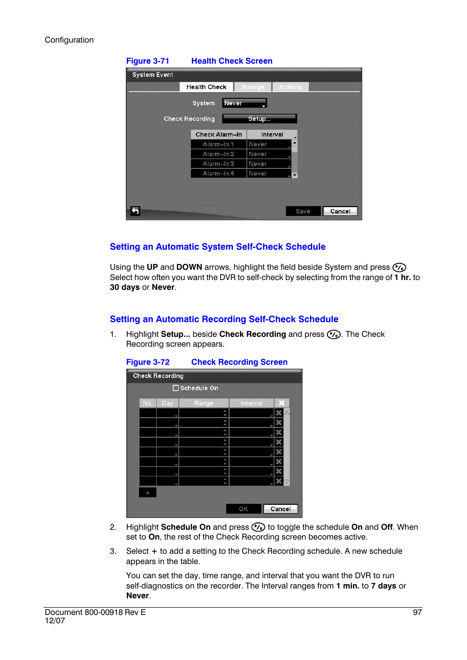 Figure 3-71, Health check screen, Figure 3-72 | Check recording screen | Insignia HRSD16 User Manual | Page 97 / 160