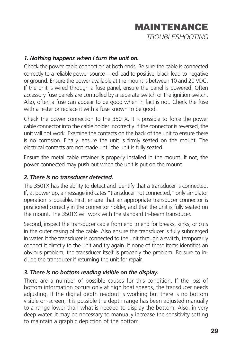 Maintenance | Insignia 350TX User Manual | Page 31 / 36