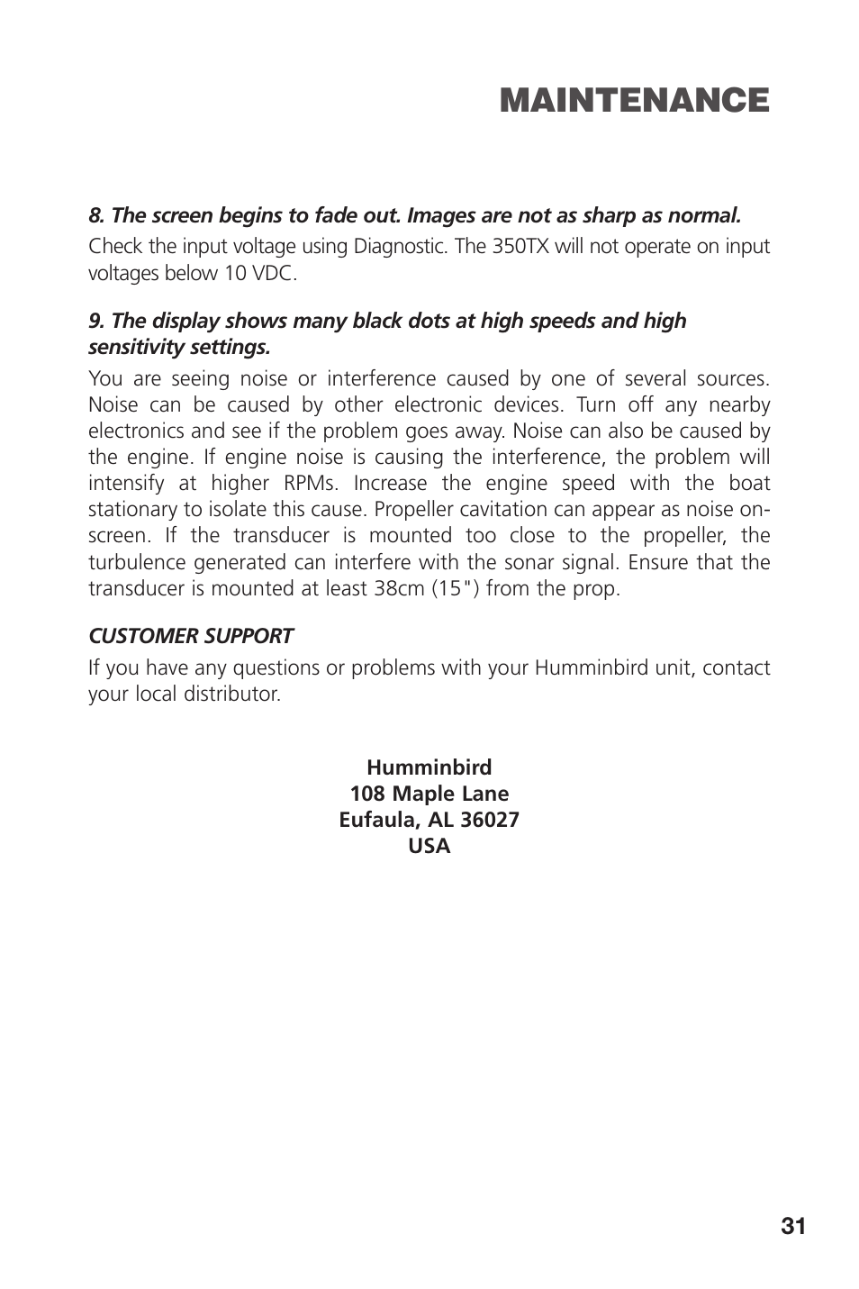 Maintenance | Insignia 350TX User Manual | Page 33 / 36