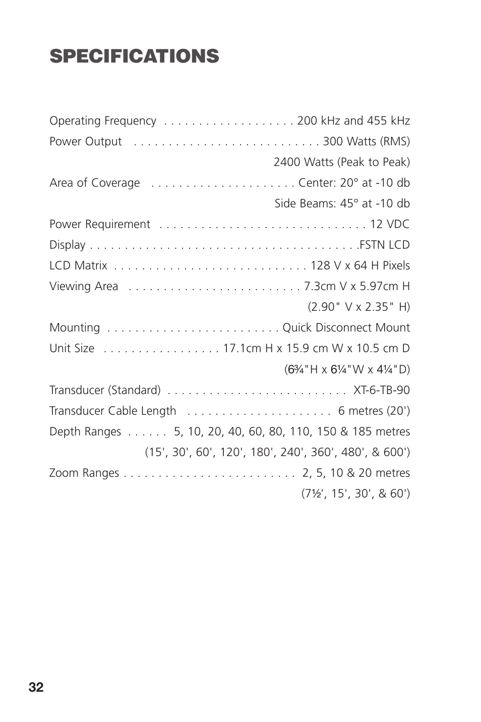 Specifications | Insignia 350TX User Manual | Page 34 / 36