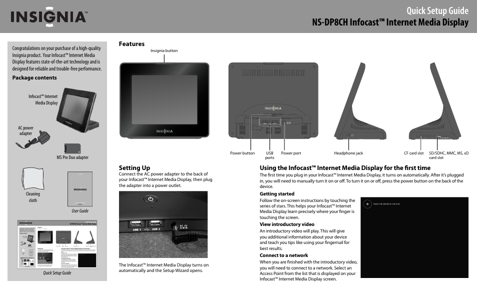 Insignia Infocast NS-DP8CH User Manual | 2 pages