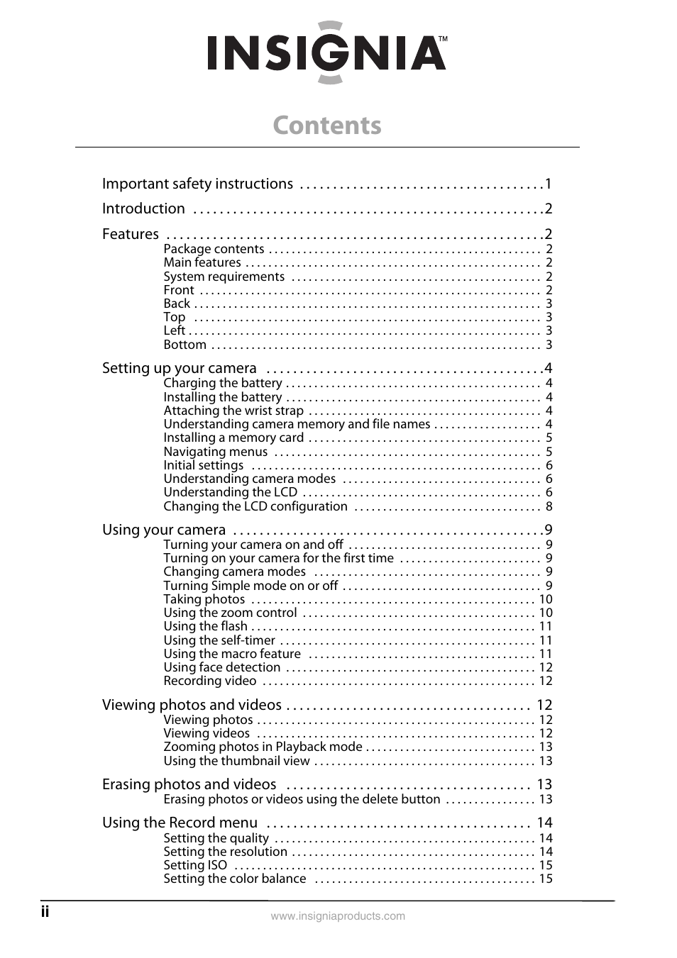 Insignia NS-DSC1112SL-CN User Manual | Page 2 / 32