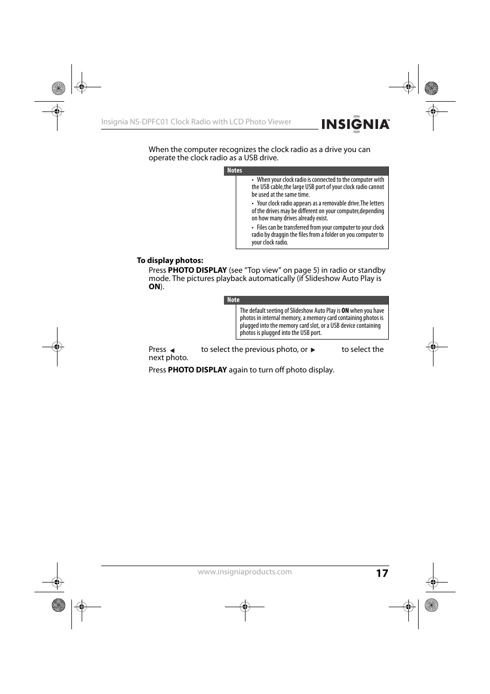 Insignia NS-DPFC01 User Manual | Page 17 / 26