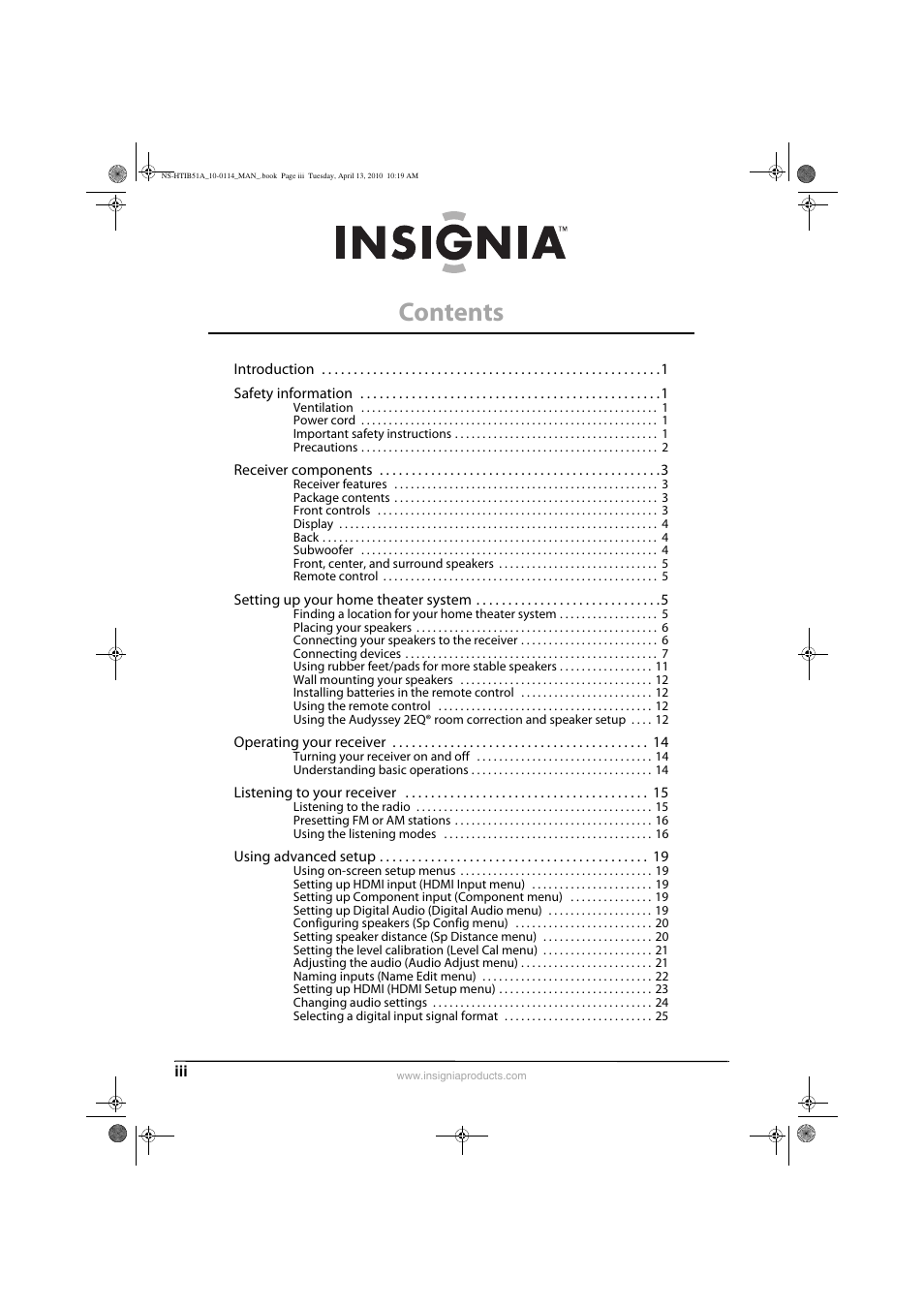 Insignia NS-HTIB51A User Manual | Page 2 / 40