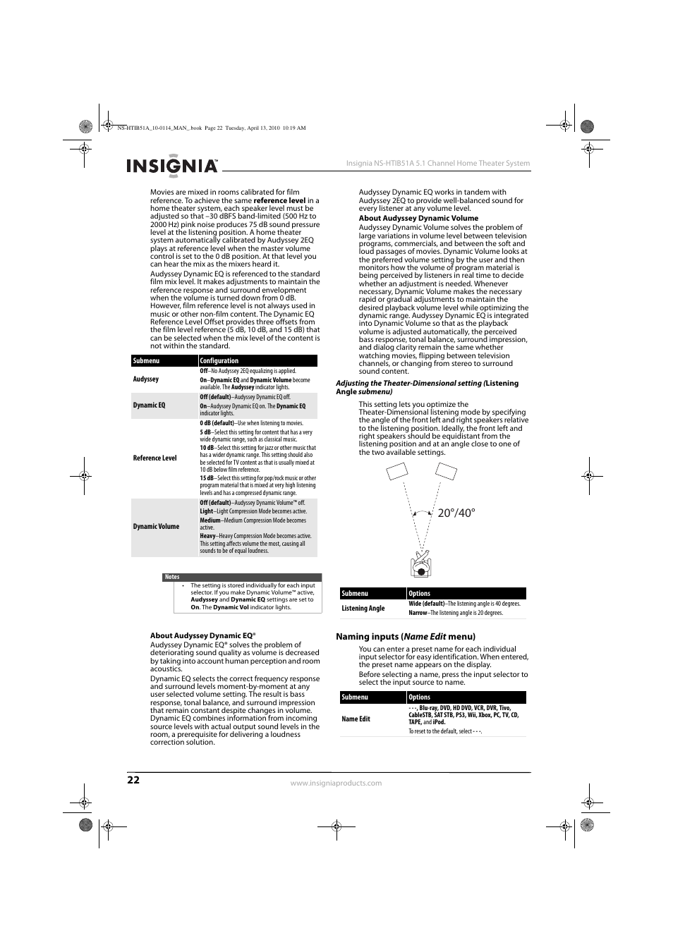 Naming inputs (name edit menu), Naming inputs (name edit menu)” on p | Insignia NS-HTIB51A User Manual | Page 26 / 40