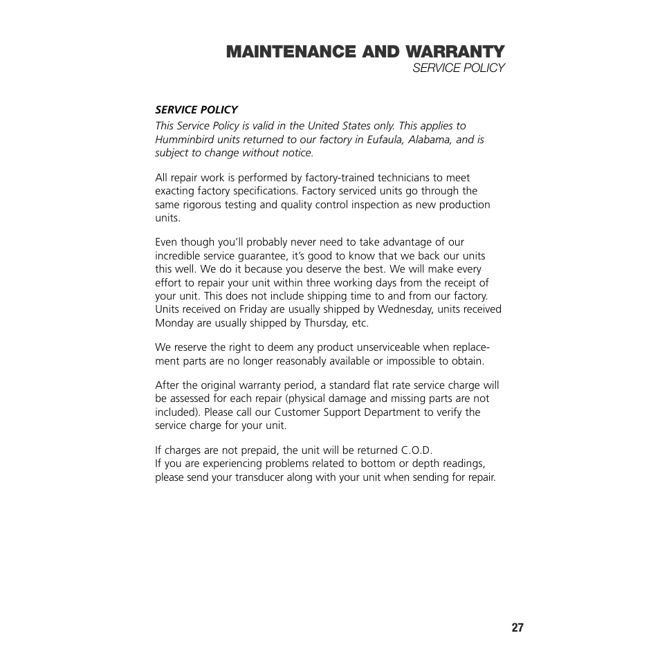 Maintenance and warranty | Insignia 105SX User Manual | Page 29 / 31