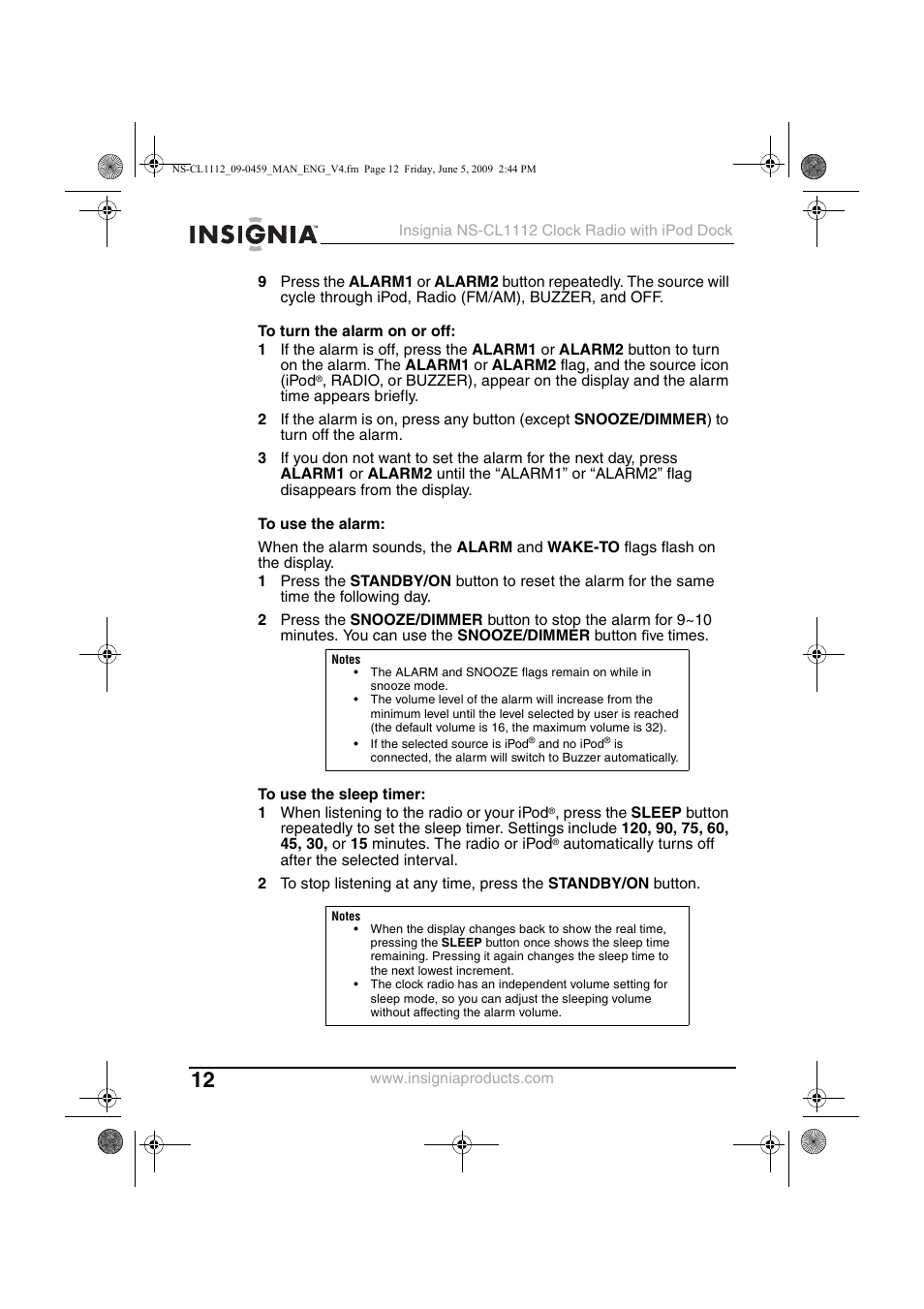 Insignia NS-CL1112 User Manual | Page 12 / 21