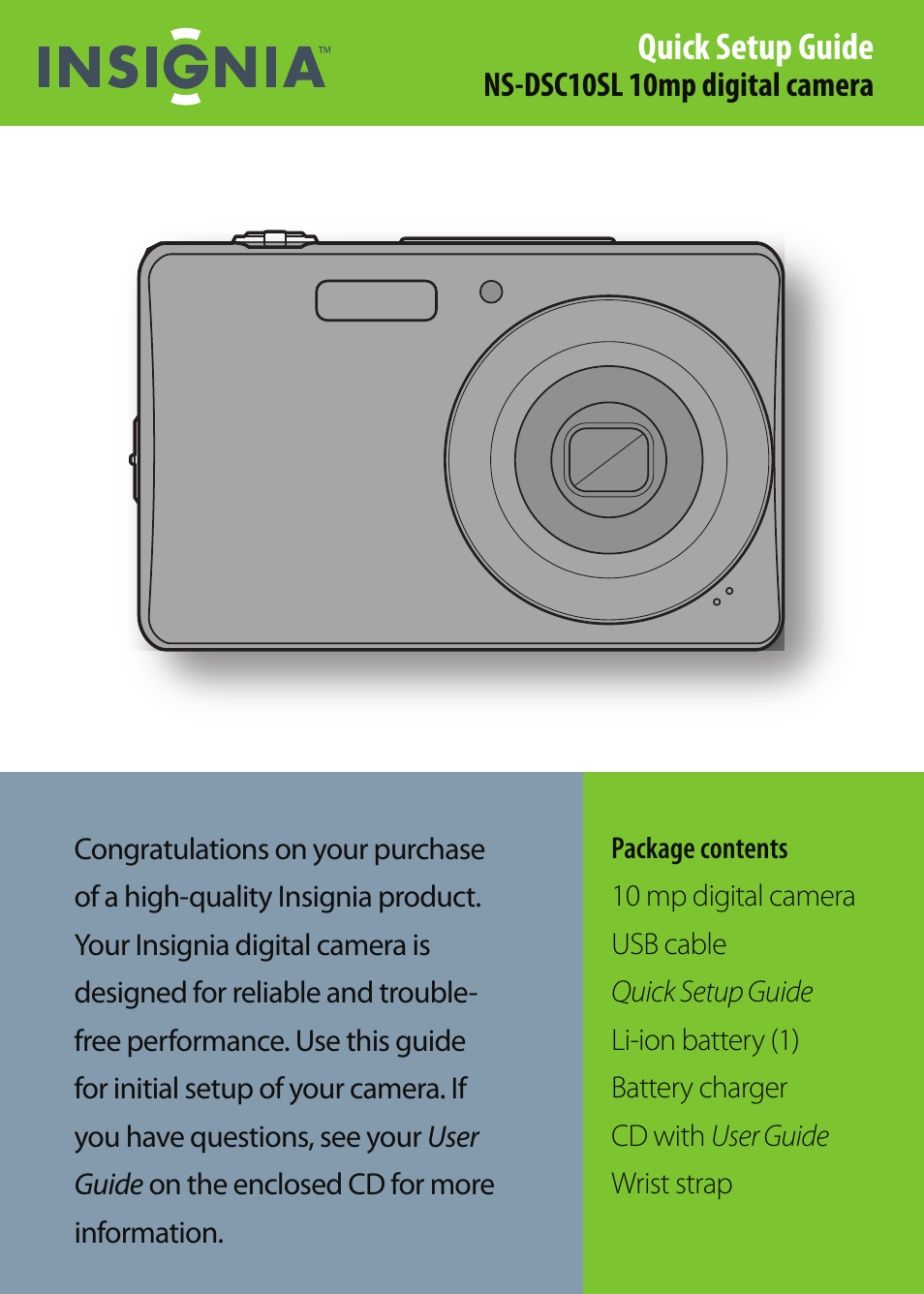 Insignia NS-DSC10SL User Manual | 8 pages