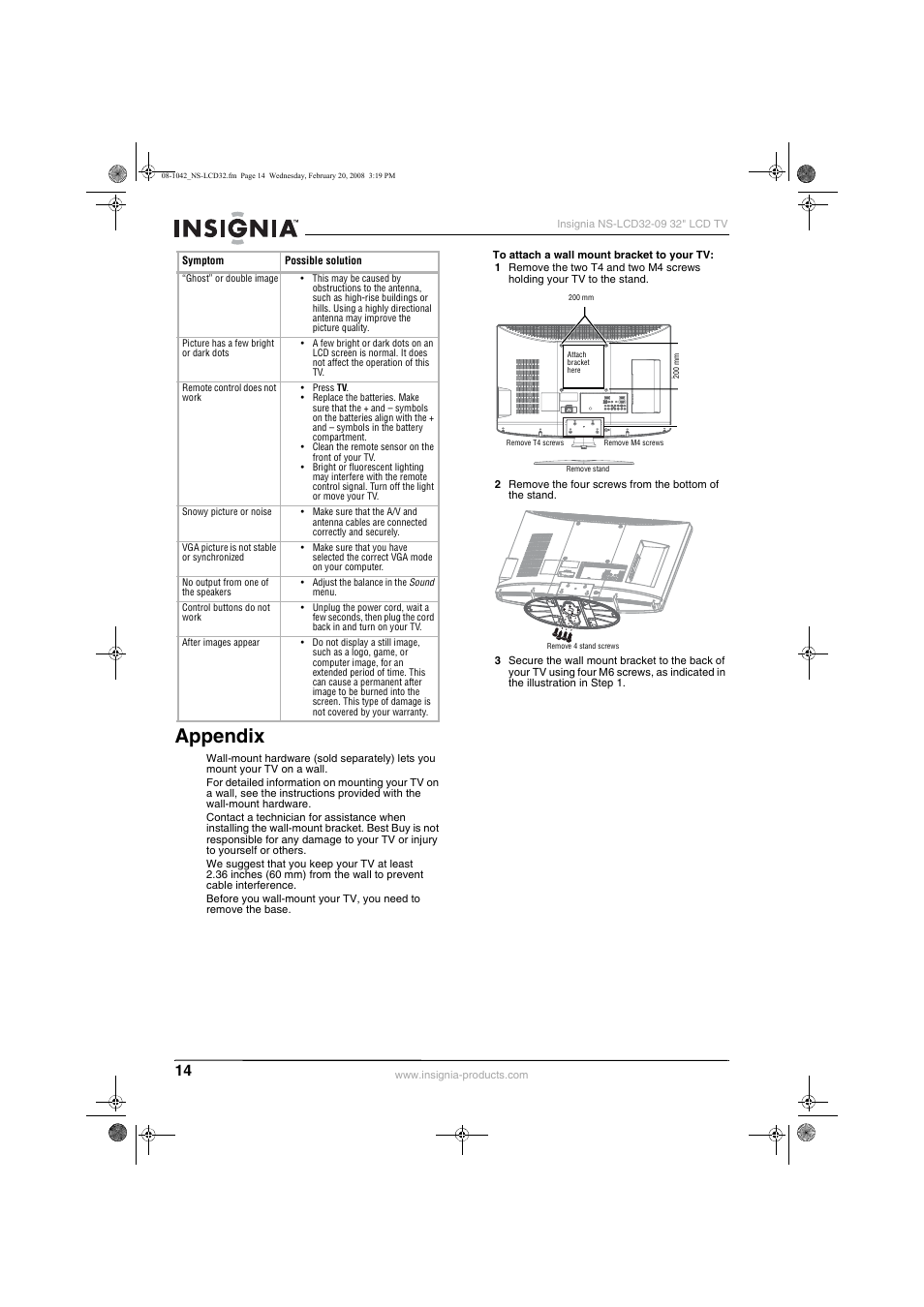 Appendix | Insignia NS-LCD32-09 User Manual | Page 16 / 40