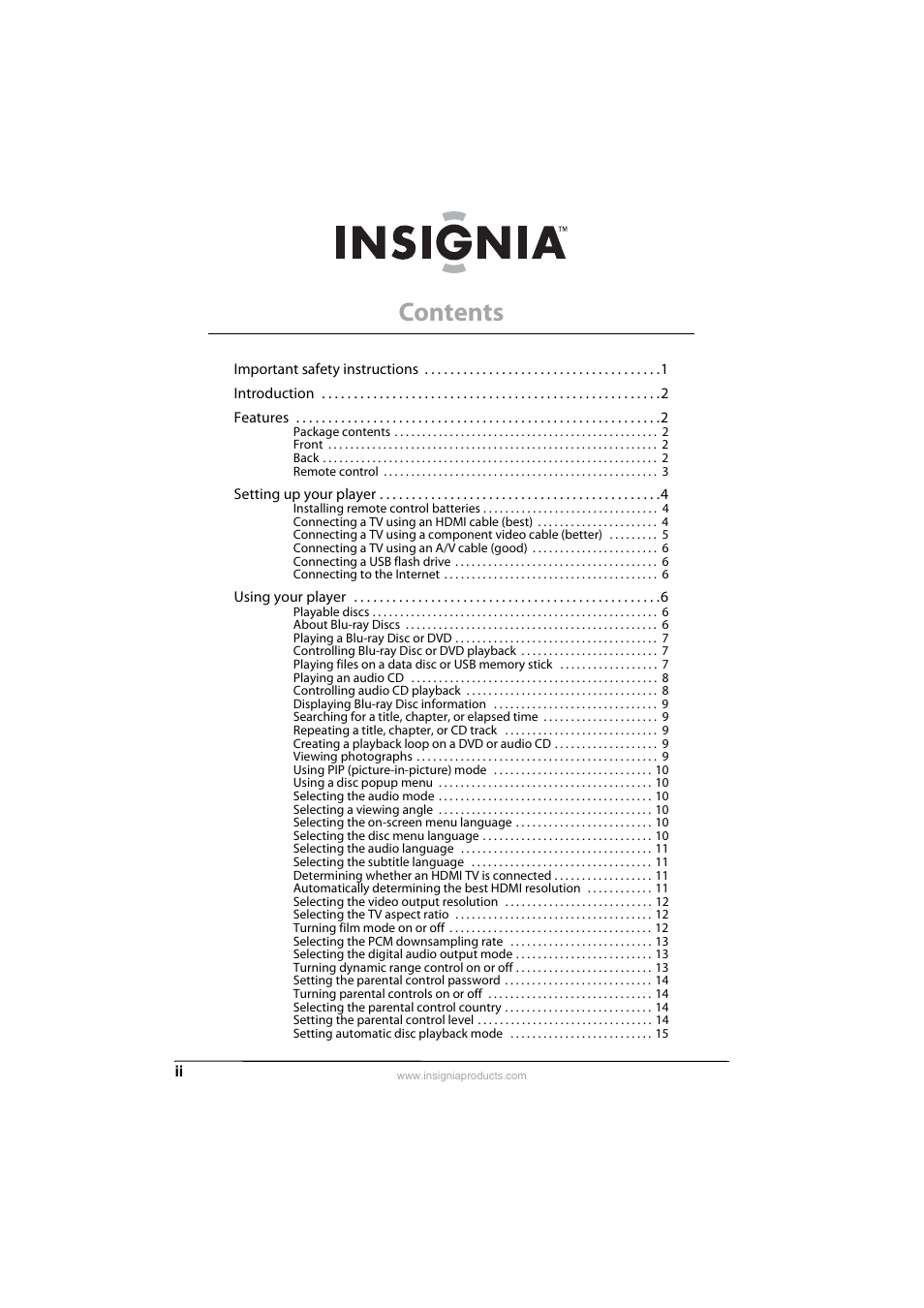 Insignia NS-BRDVD3-CA User Manual | Page 2 / 28