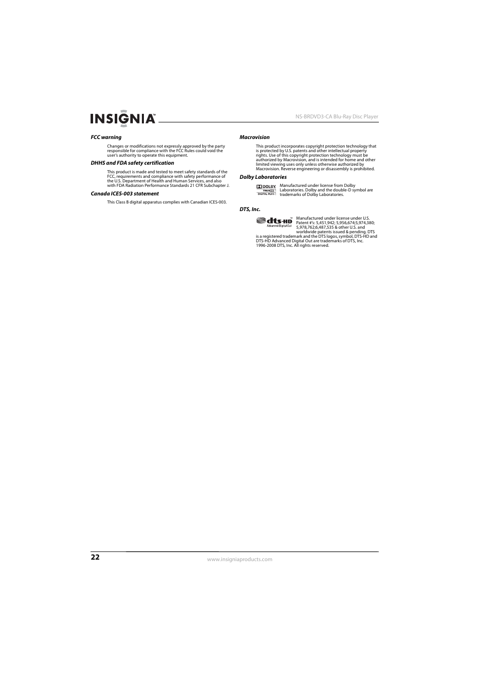 Insignia NS-BRDVD3-CA User Manual | Page 26 / 28